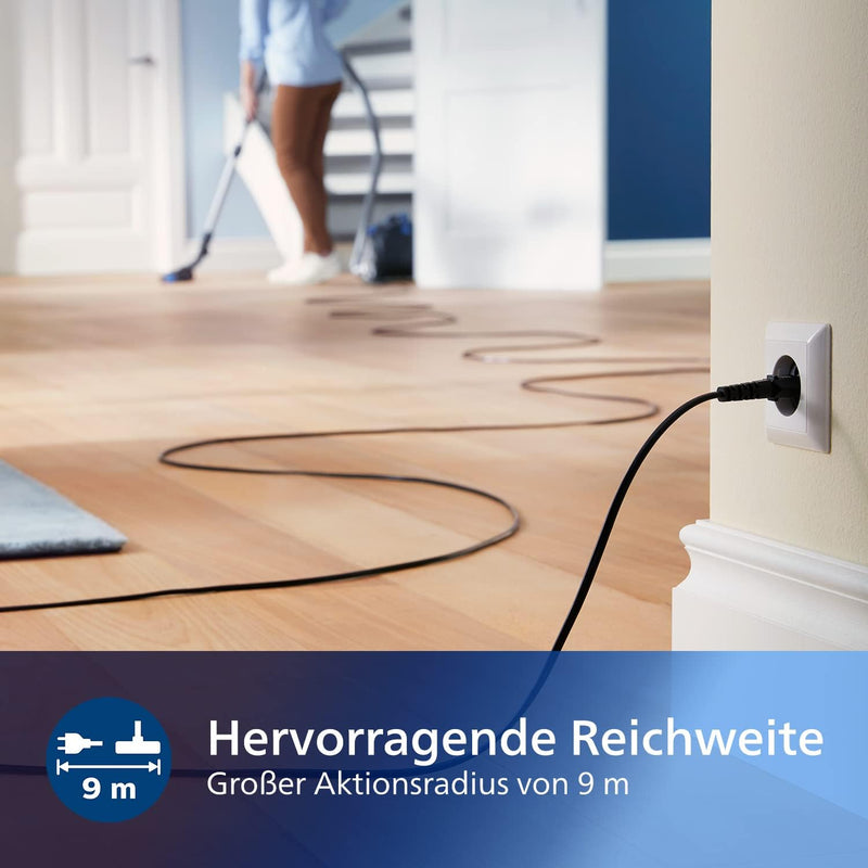 Philips Staubsauger der Serie 2000 mit Beutel - 900 W Leistung mit Allergiefilter, Reichweite 9 m (F