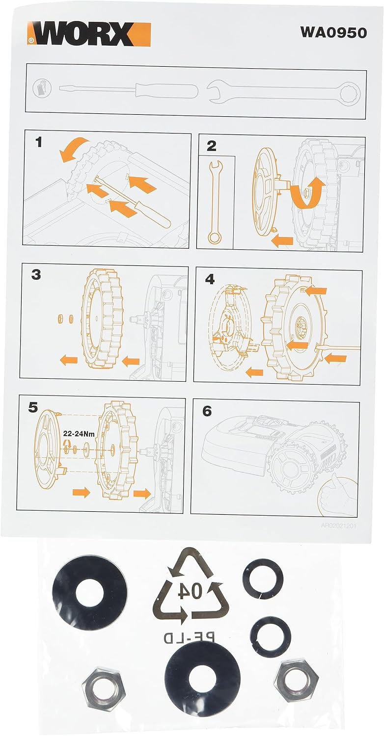 WORX WA0950 Landroid Offroad-Räder – Für WR141E, WR142E & WR143E Mähroboter – Verbesserte Fahreigens