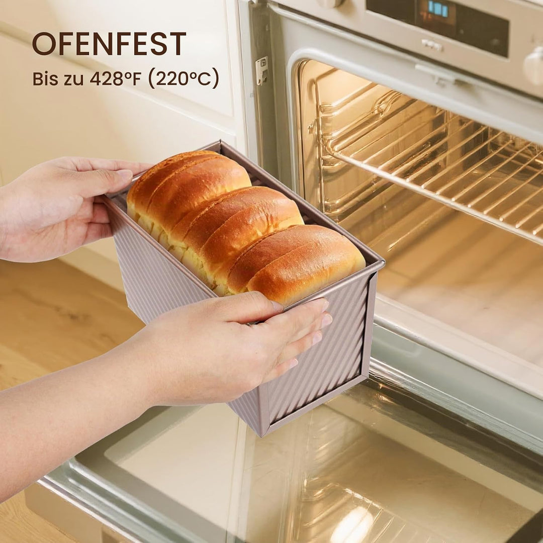 VINATO Brotbackform Mit Deckel 2er Set, 21 * 11,5 * 11cm + 19 * 9,5 * 8cm, Toastbrot Backform, Brotb
