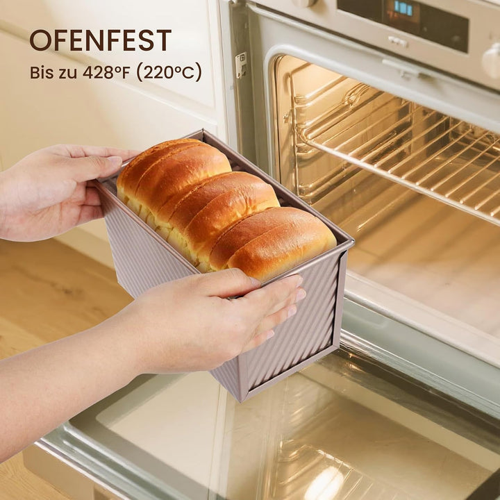 VINATO Brotbackform Mit Deckel 2er Set, 21 * 11,5 * 11cm + 19 * 9,5 * 8cm, Toastbrot Backform, Brotb