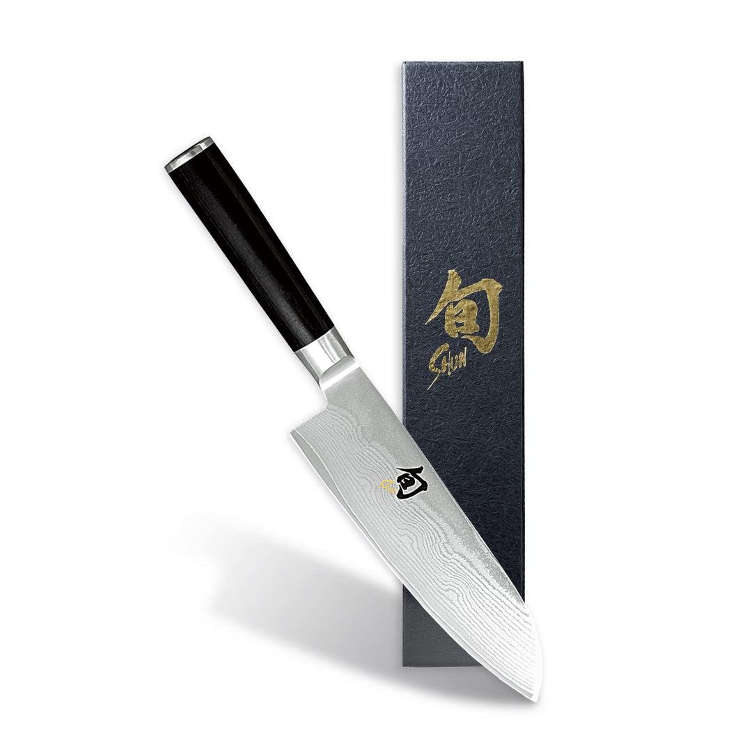 KAI Shun Classic Santoku 18 cm Klingenlänge - Damastmesser 32 Lagen VG MAX Kern - 61 (±1) HRC - Pakk