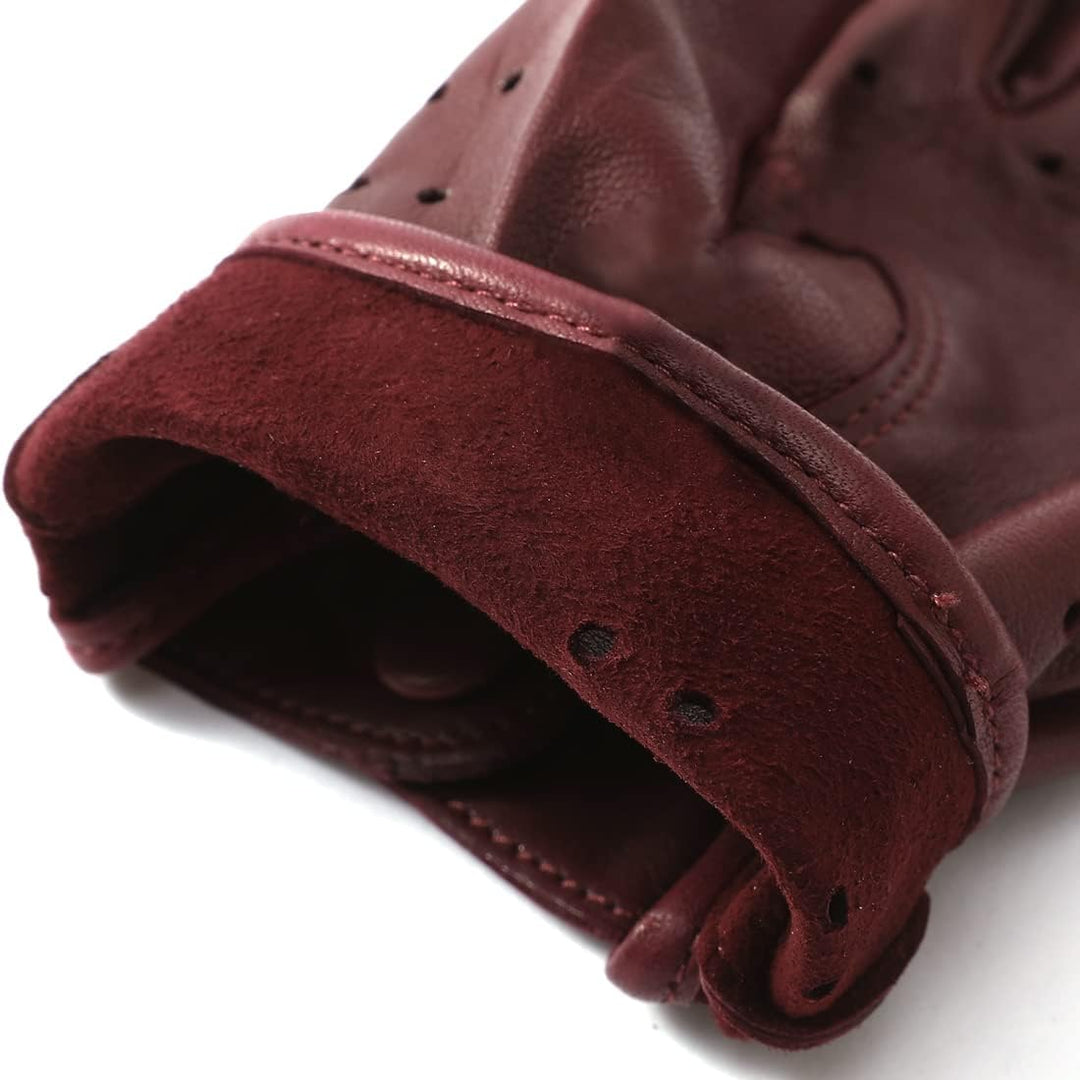 Harssidanzar Lady Fingerlose Lederhandschuhe Schaffell Single Line Half Finger GL012 M Burgund, M Bu