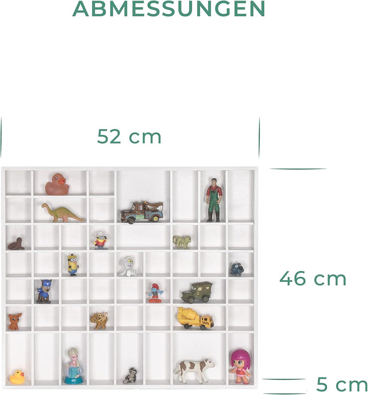 LAUBLUST Grosser Setzkasten aus Holz für Sammelgegenstände - Holzregal mit 28 oder 51 Fächern für Sa