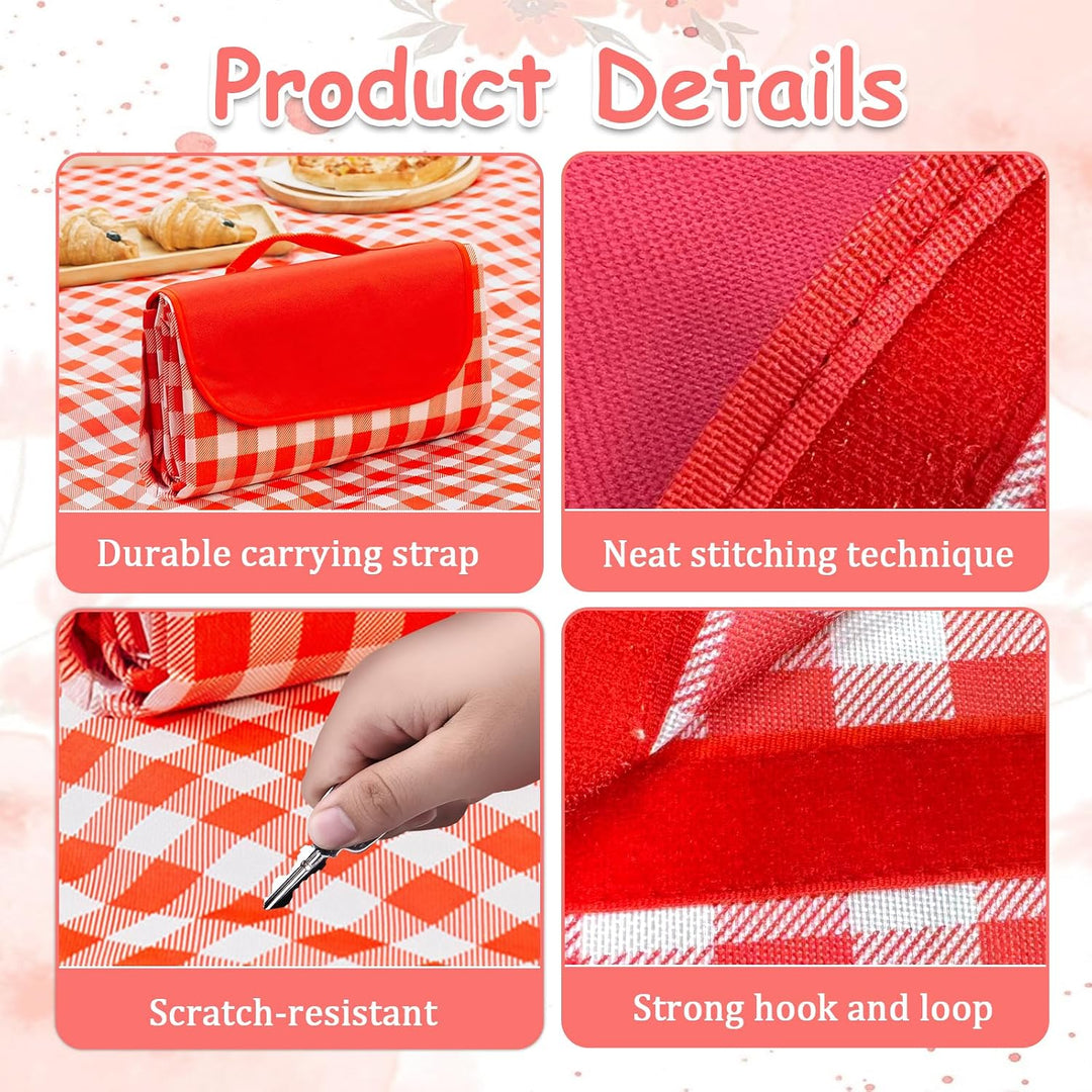 wasserdichte Picknickdecke 200x200 cm Oxford (Rot) | thermal protection, anti dirt surface, quick fo