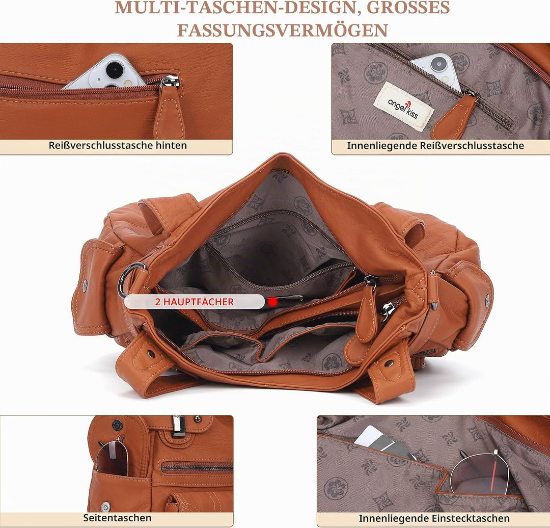 Angel Kiss Damen Handtasche Umhängetasche Leder Umhängetasche Gross Hobo Handtaschen 173