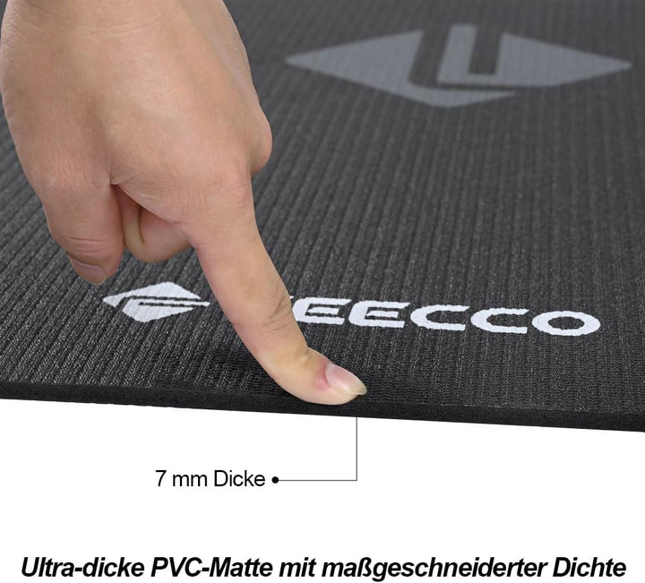 Feecco Springseilmatte, Rutschfeste 7mm Ultra-Dicke PVC Matte mit Hoher Dichte 1.37x0.91m, 1.37x0.91