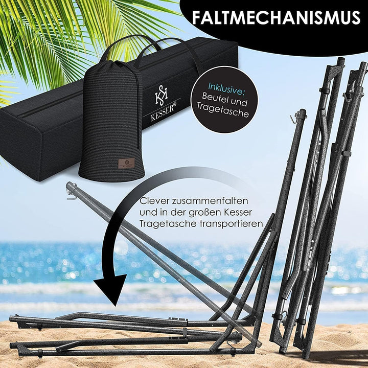KESSER® Hängematte Vill mit Gestell Metall Faltbar verstellbar Stabiler Rahmen Indoor & Outdoor Mit