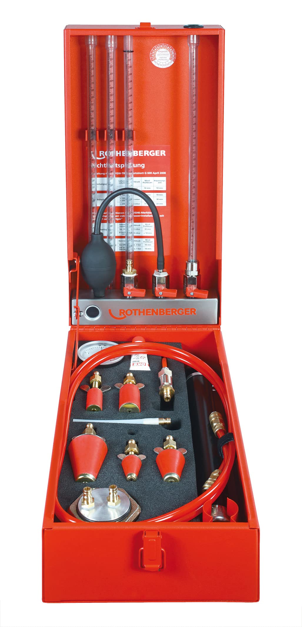 ROTHENBERGER 61700 ROTEST GW 150/4 Analoges Dichtheitsprüfgerät mit Einrohrzählerkappe, 0-4 Bar Prüf