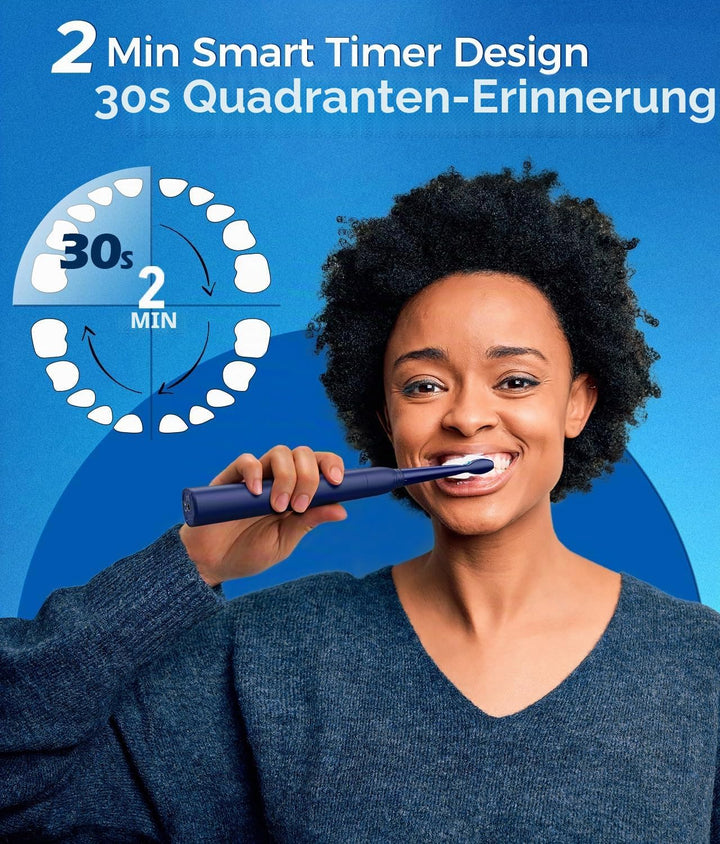 Demita Elektrische Zahnbürste, Schallzahnbürsten mit 8 Bürstenköpfen 40000 VPM 5 Modi, Schallzahnbür
