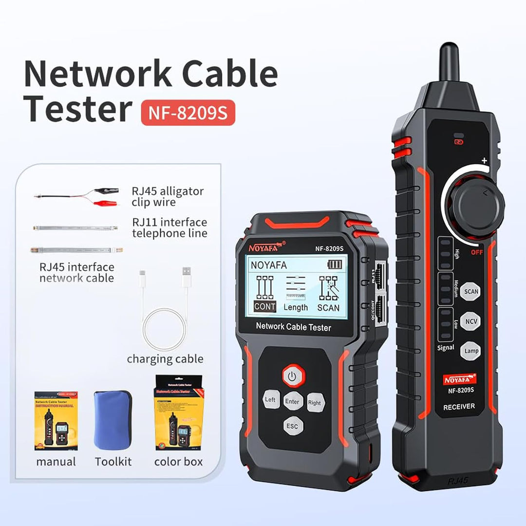 NOYAFA NF-8209S Upgrade Advanced Network Cable Tester mit PoE, Kabellängentest, Port blinken, Multif