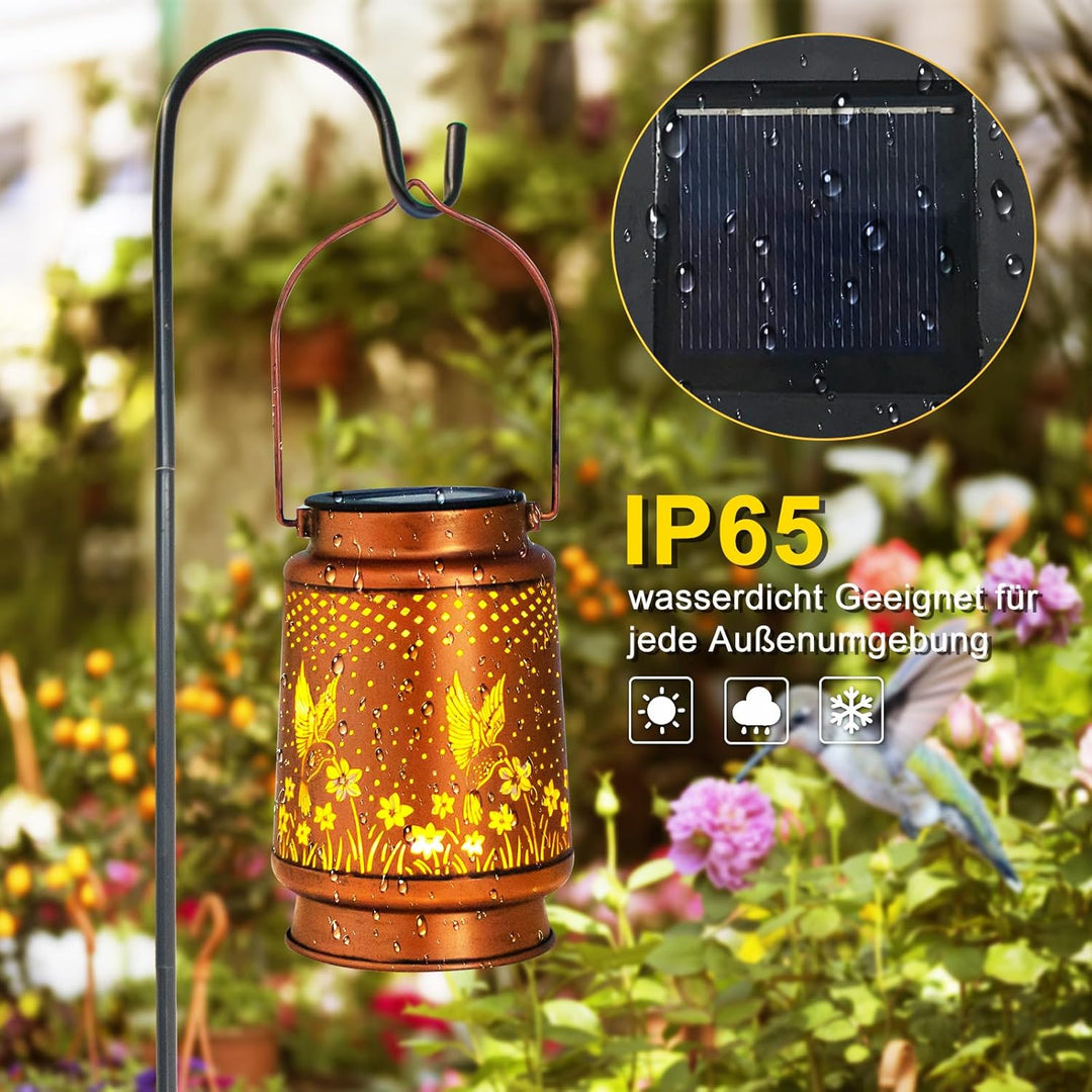 Kolibri Solar Laterne Lichter im Freien hängen, Metall-Deko-Laternen-Wasserdichtes LED-Deko-Licht fü