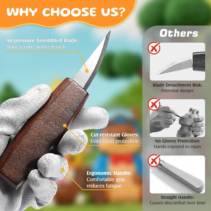 Housolution Holzschnitzerei Kit mit Tragetasche, 29PCS Holzschnitzerei Werkzeuge Whittling Kit enthä