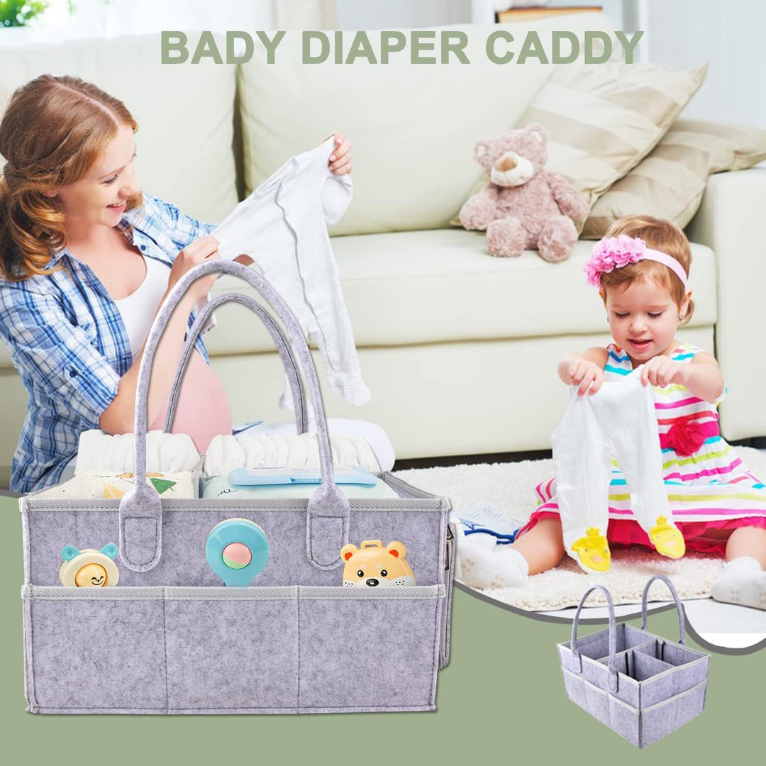 IDOMISMR Wickeltisch Organizer,Windelorganizer Baby Windelcaddy Filztasche tragbar mit verstellbaren