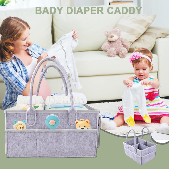 IDOMISMR Wickeltisch Organizer,Windelorganizer Baby Windelcaddy Filztasche tragbar mit verstellbaren