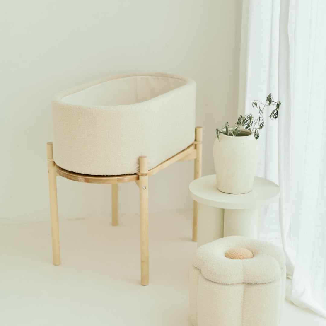 CHILDHOME, 2 in 1 Babywiege, 0-6Monate, Birkenholz und Teddymaterial, Kindertisch, Aktivitätstisch 6