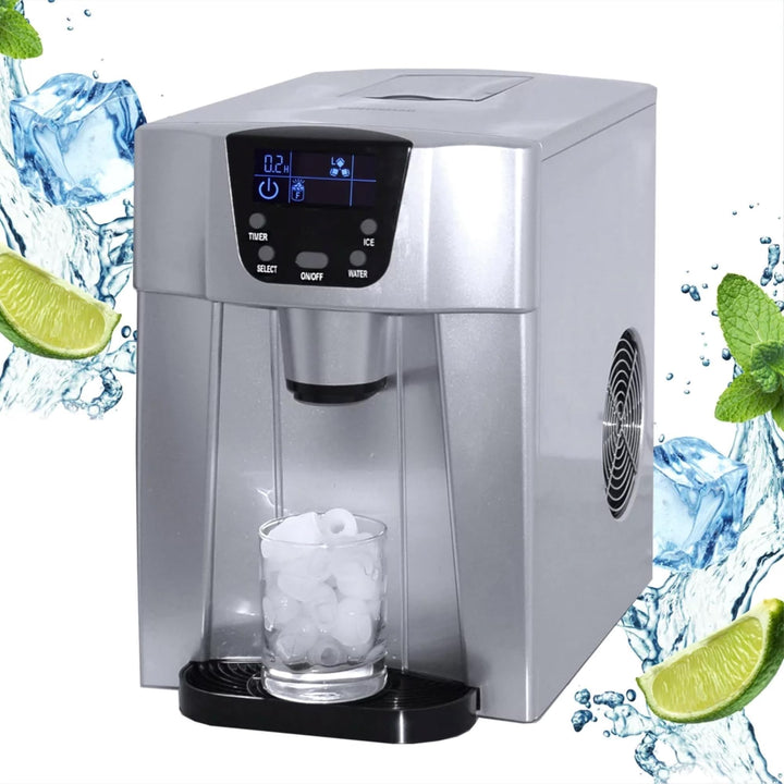 Syntrox Germany Eiswürfelmaschine Plumpix (Display + Eiswasserfunktion), 500 Watt, Eiswürfelautomat