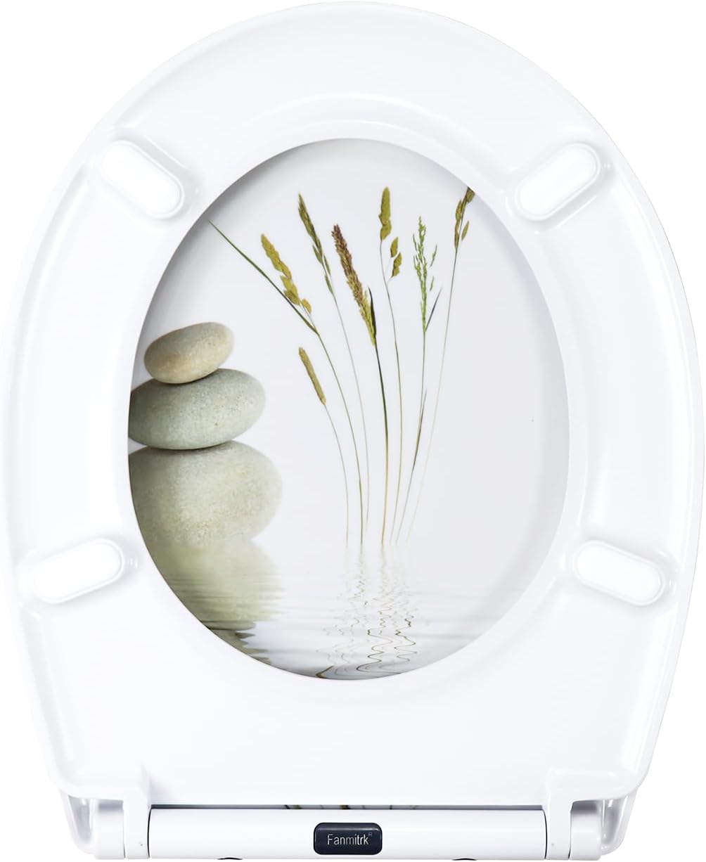 Fanmitrk WC Sitz mit Absenkautomatik, Toilettendeckel Duroplast, Klodeckel mit Schnellverschluss, Mo