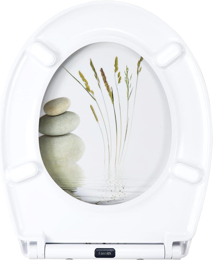 Fanmitrk WC Sitz mit Absenkautomatik, Toilettendeckel Duroplast, Klodeckel mit Schnellverschluss, Mo