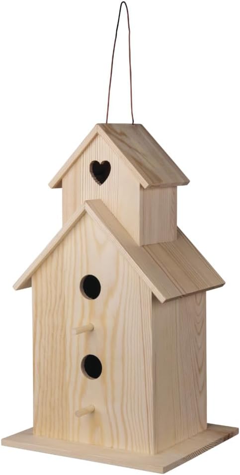 Rayher Holz-Vogelhaus XL, Kiefernholz, FSC zertifiziert, 22 x 19 x 39 cm, 64510505, Natur 22x19x39cm
