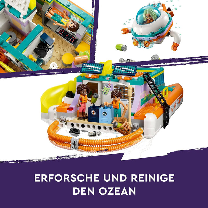 LEGO 41734 Friends Seerettungsboot Tierrettungs-Spielzeug Set mit Delfin-Tier-Figuren und U-Boot, Ök