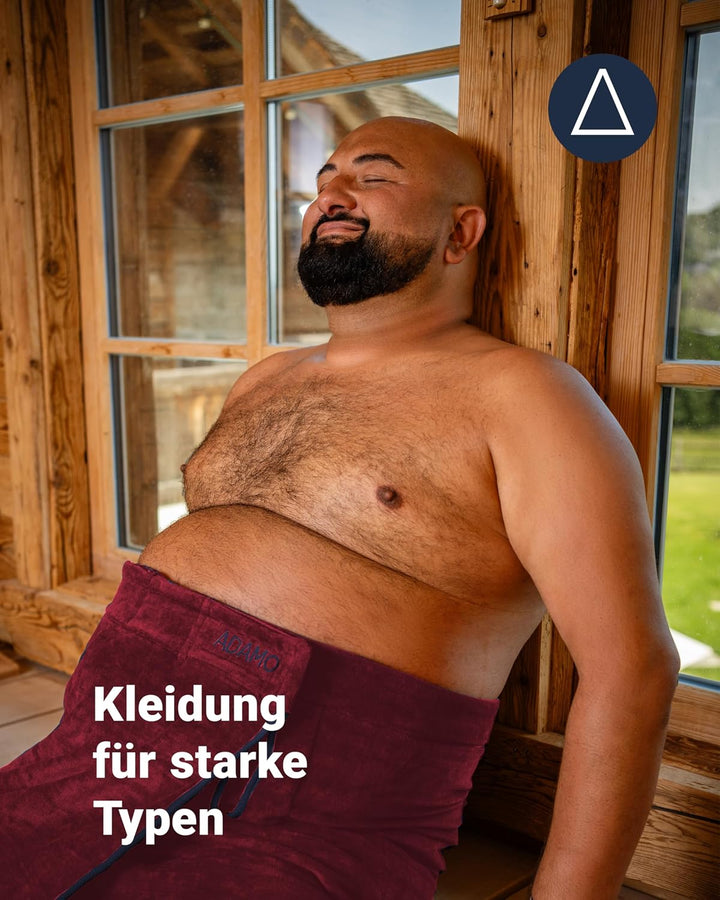 ADAMO XXL-Sauna Kilt dunkelblau für Herren in Übergrössen mit Klettverschluss 65 x 210 cm Weinrot, 6