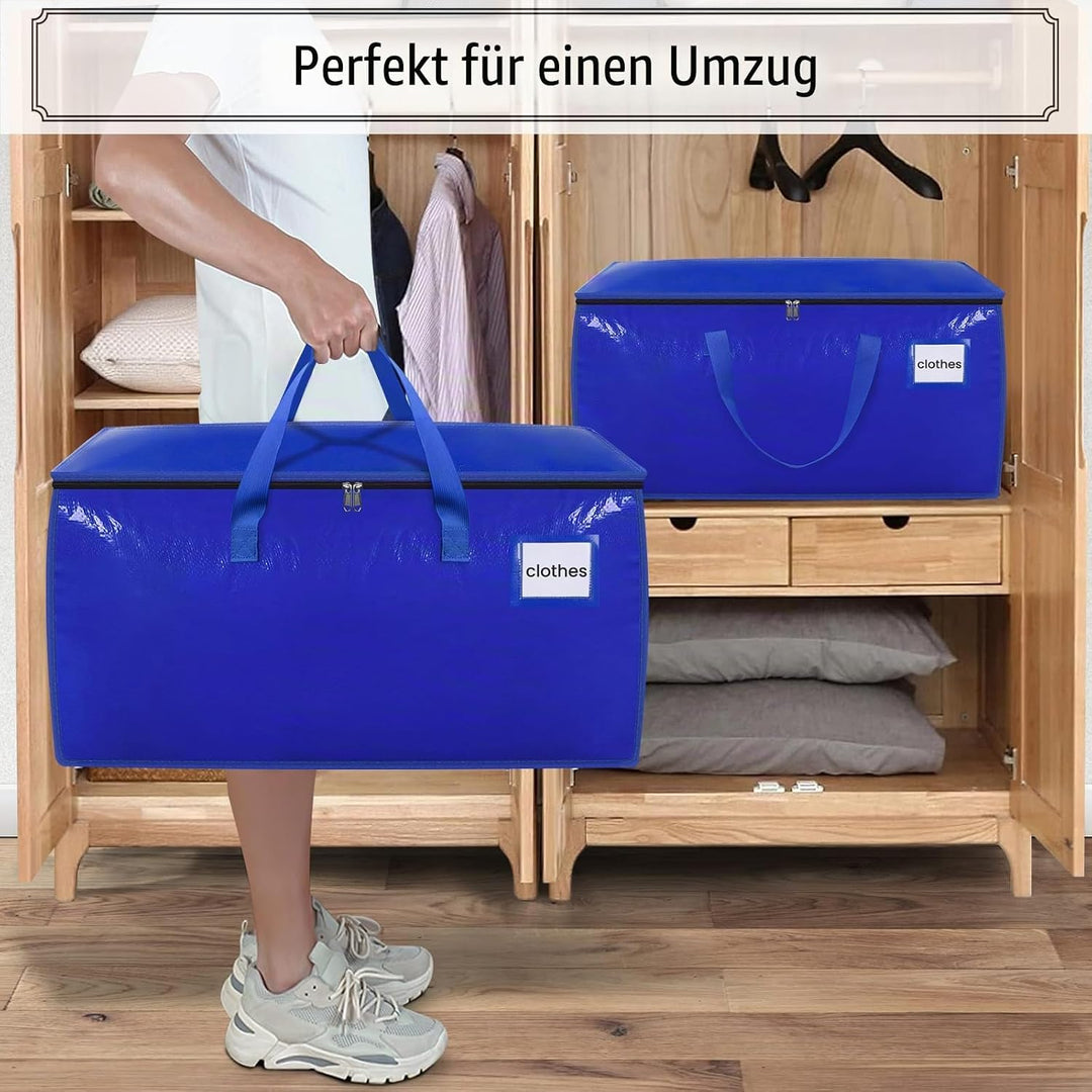 Withosent 100L Aufbewahrungstasche Gross Gewebt, 10er Wasserdicht Umzugstaschen mit Reissverschluss