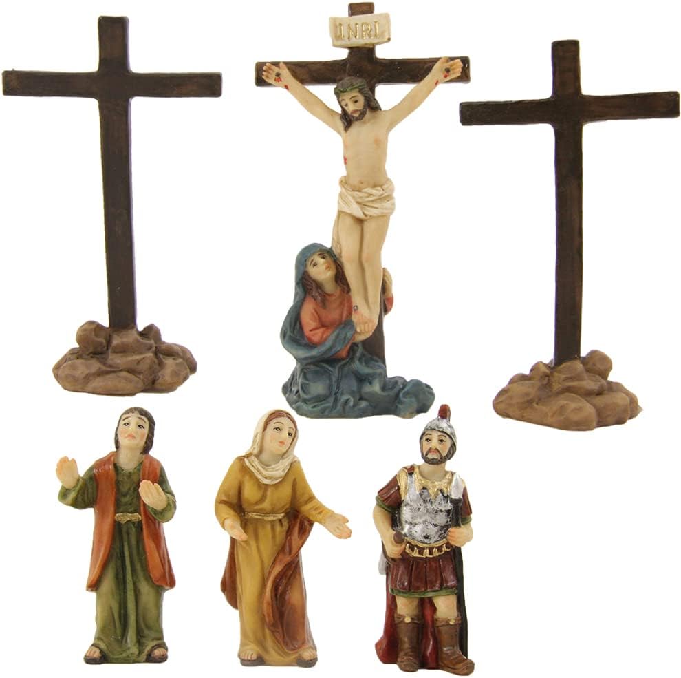 Dekoprojekt Krippenfigur Passionsfiguren: Kreuzigung + 2 Kreuze
