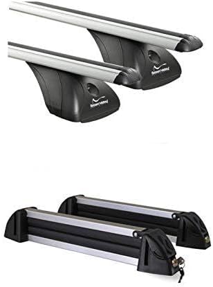 VDP Dachträger Original + Skiträger/Snowboardträger/Skihalter Alu 4 Paar Ski kompatibel mit Mazda CX