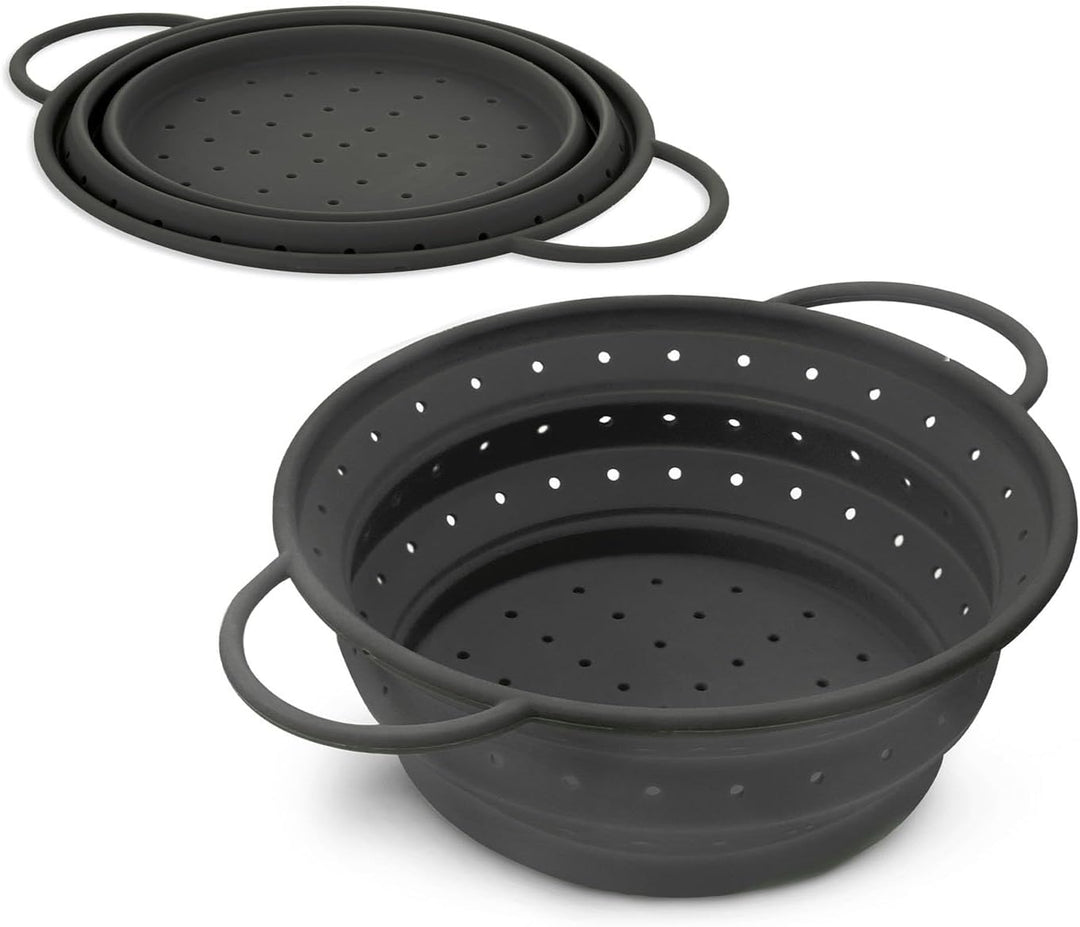 Coolinato Sieb aus Silikon, faltbar spülmaschinenfest, Nudelsieb Abtropfsieb Dampfgar Einsatz, Küche