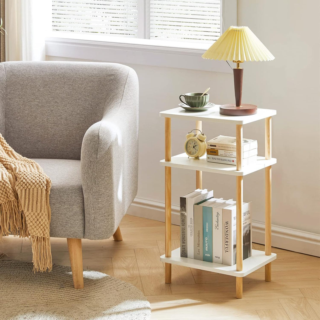 IBUYKE Holz Beistelltisch, Nachttische mit 3 Ebenen, 39x29x68.5cm, Couchtisch, Sofatisch, für Schlaf