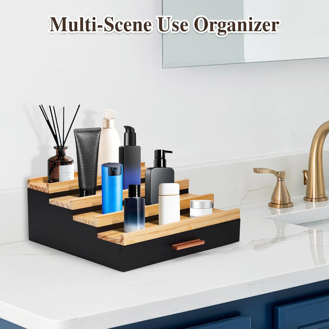 Köln Parfüm Organizer 4-Stufiger Display Ständer, Kosmetik Organiser mit Schublade und Verstecktem F