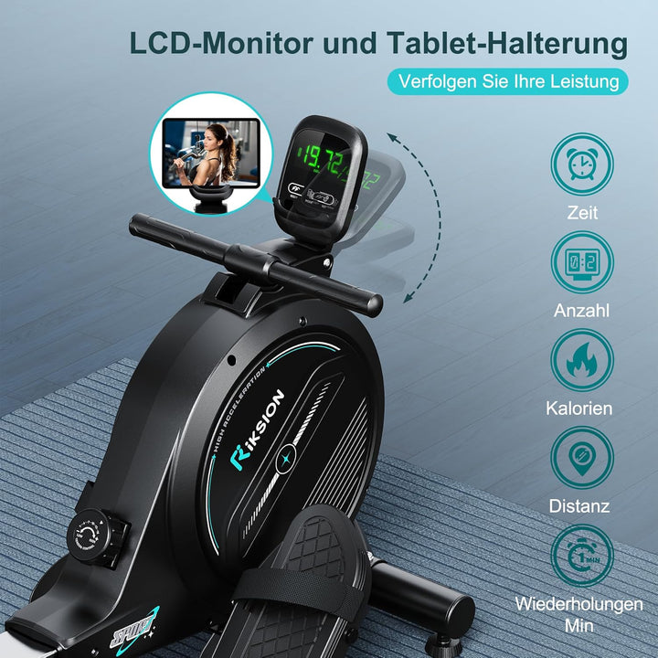 [2026 Testversion] Rudergerät für Zuhause mit Magnet-Fitnesstrainer,Rudergerät 16 Stufen Widerstand,