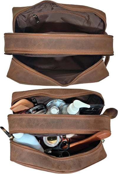 Rustic Town kulturtasche kulturbeutel Leder | Leather Toiletry Bag wash Bag | Leder Kosmetiktasche W