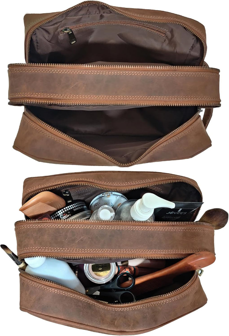 Rustic Town kulturtasche kulturbeutel Leder | Leather Toiletry Bag wash Bag | Leder Kosmetiktasche W