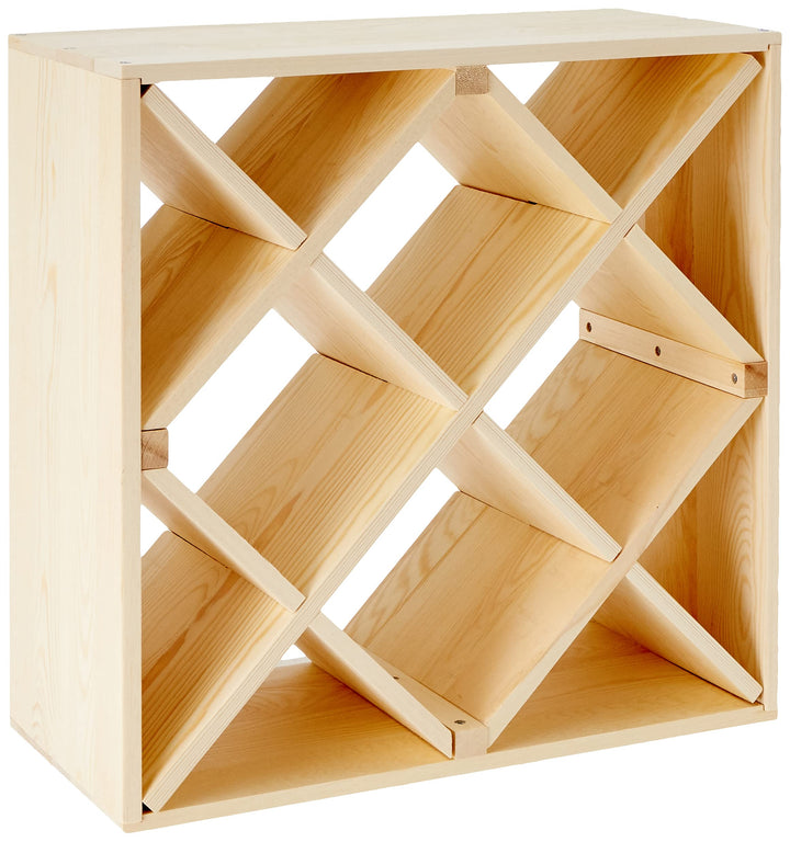 Zeller 13171 Weinregal, Naturholz Raute, ca. 52 x 25 x 52 cm, Natur 12, 12