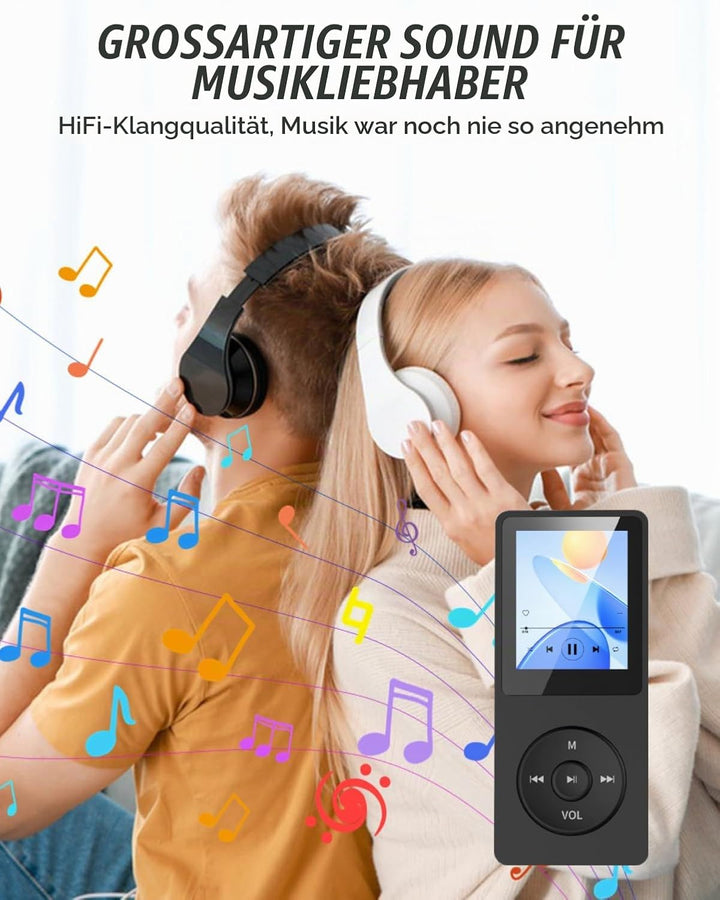 Bluetooth 5.0 MP3 Player verlustfreier Musik-Player, 32GB Speicher, Tragbarer Digitaler MP3 Player,