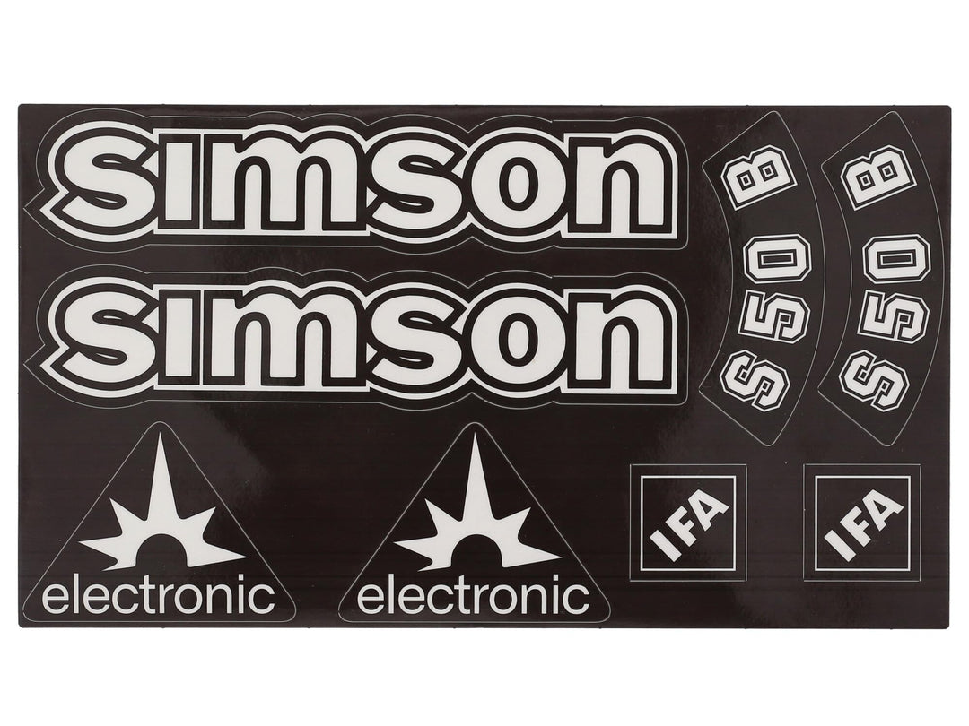 Dekorsatz "electronic" 8-teilig, Transparent Einfarbig, Rand Schwarz - für Simson S50B