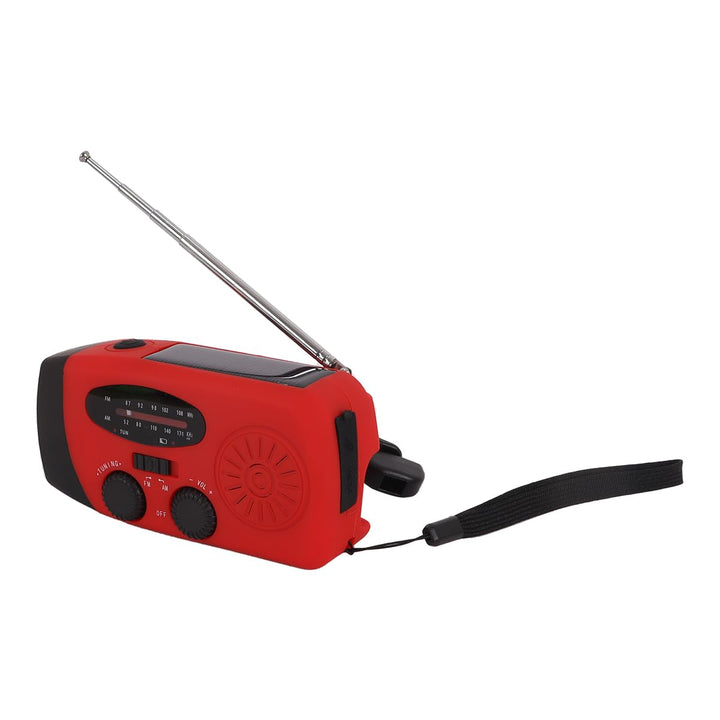 Kurbelradio mit Solarbetrieb, Handkurbel-Dynamo, Notradio mit 2000 mAh NiMH-Akku, Weltempfänger für