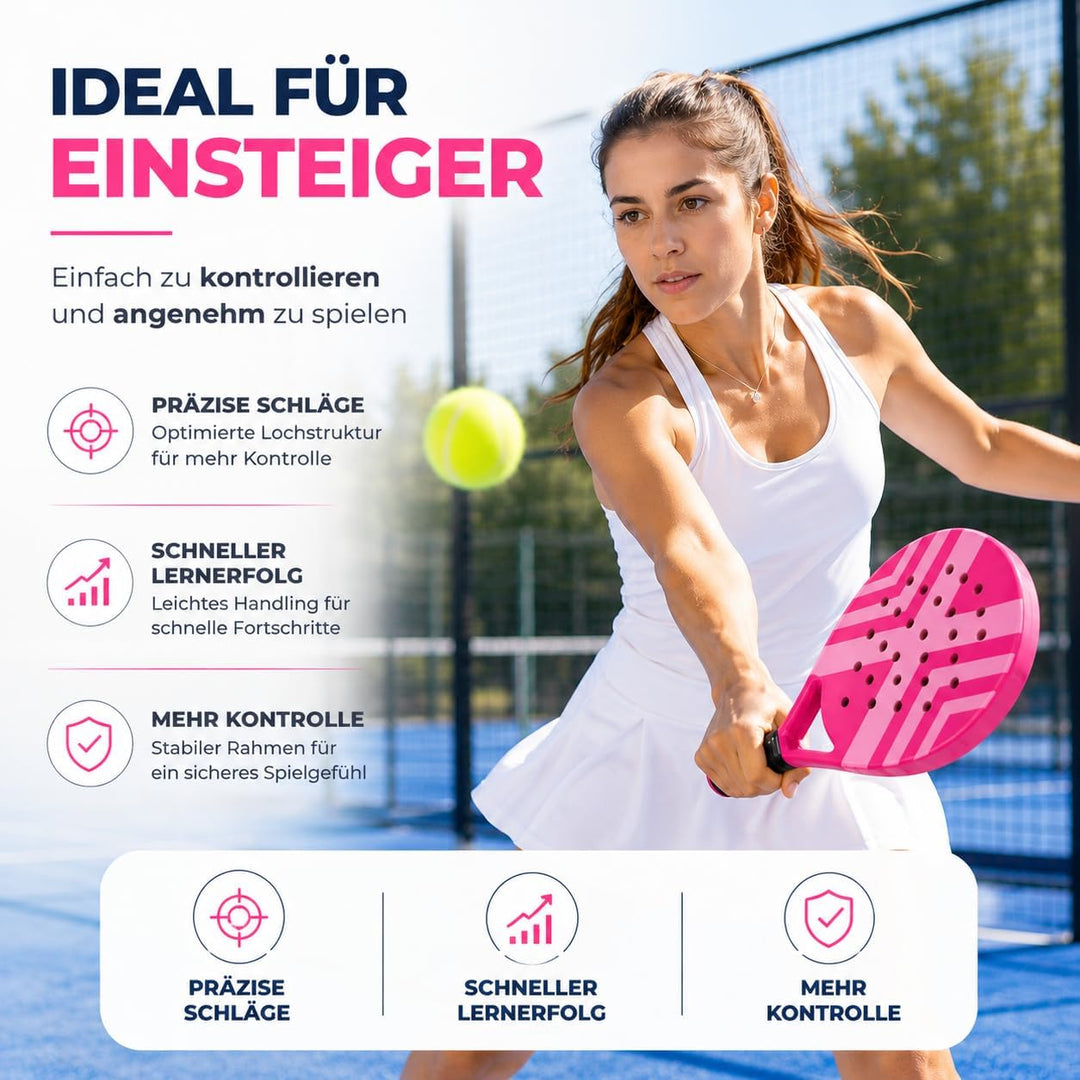 Padel Schläger Erwachsene Profi Racket Padelschläger Set mit Meshtasche Tennis Schläger für Anfänger