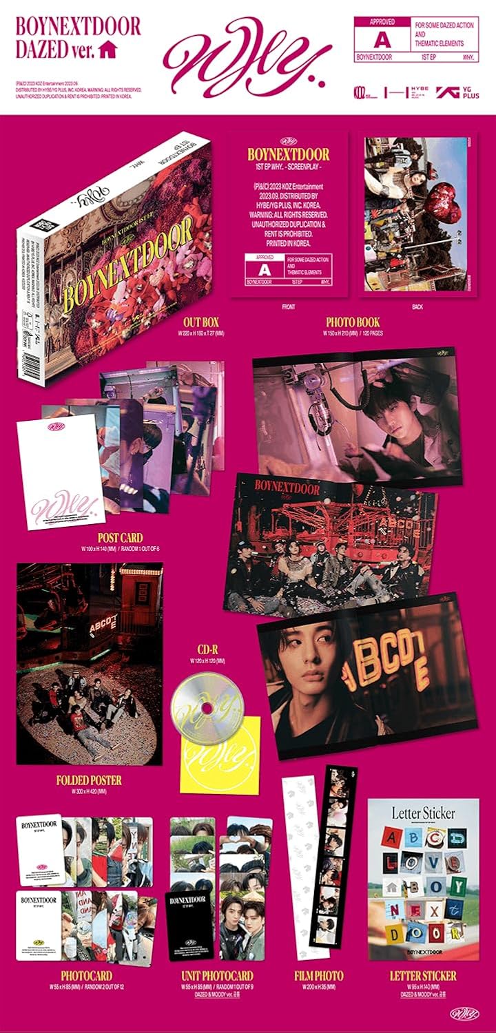 BOYNEXTDOOR WHY.. 1st EP Album CD+Folding poster on pack+Photo+Postcard+Photocard+Sticker+Tracking S