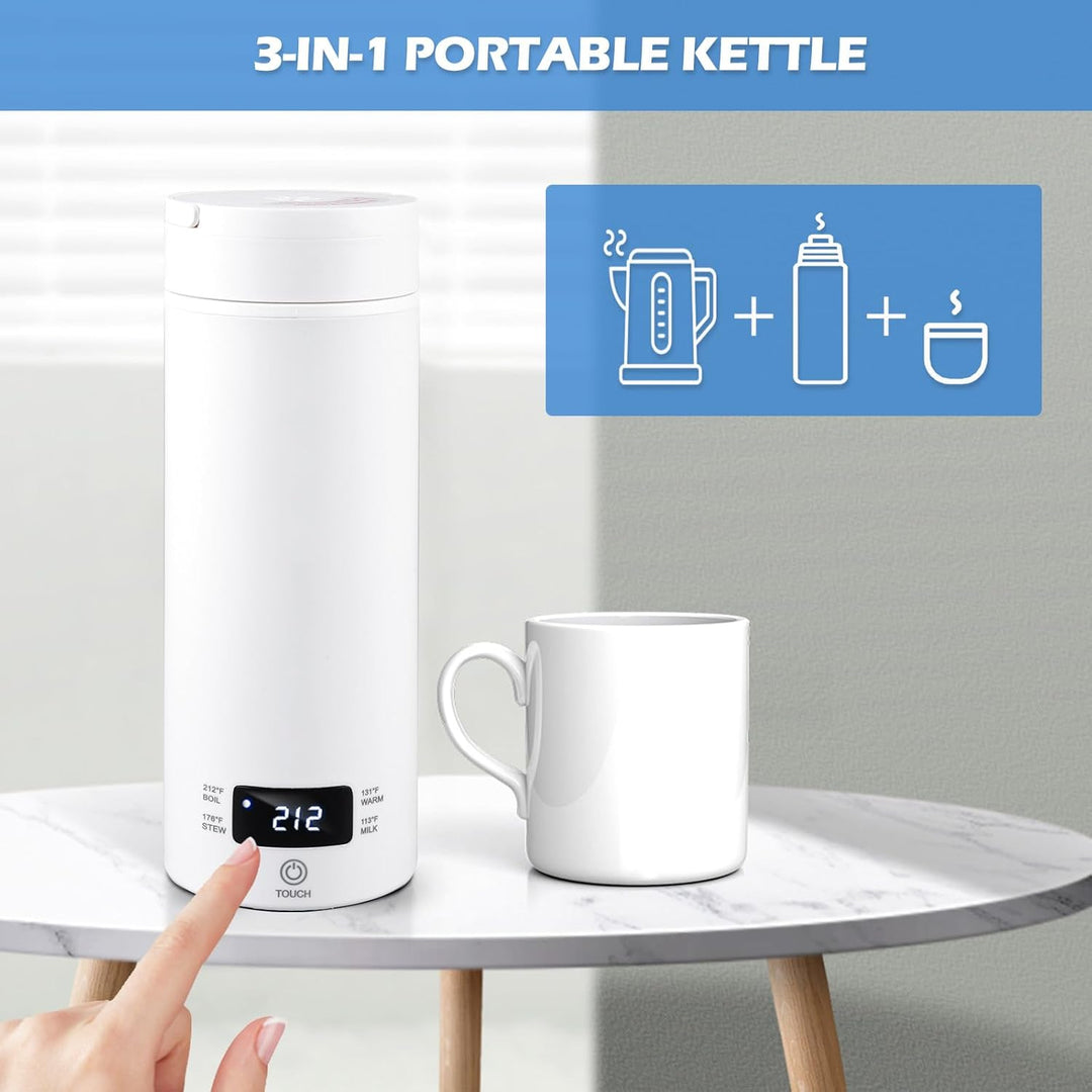 Reise Wasserkocher Klein, 500ml Reisewasserkocher, 316 Edelstahl, Automatisches Abschalten, Schnelle