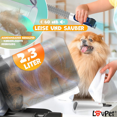 KESSER® Hundeschermaschine mit Staubsauger | Leise Schermaschine mit AKKU | Haustierpflegeset mit Zu