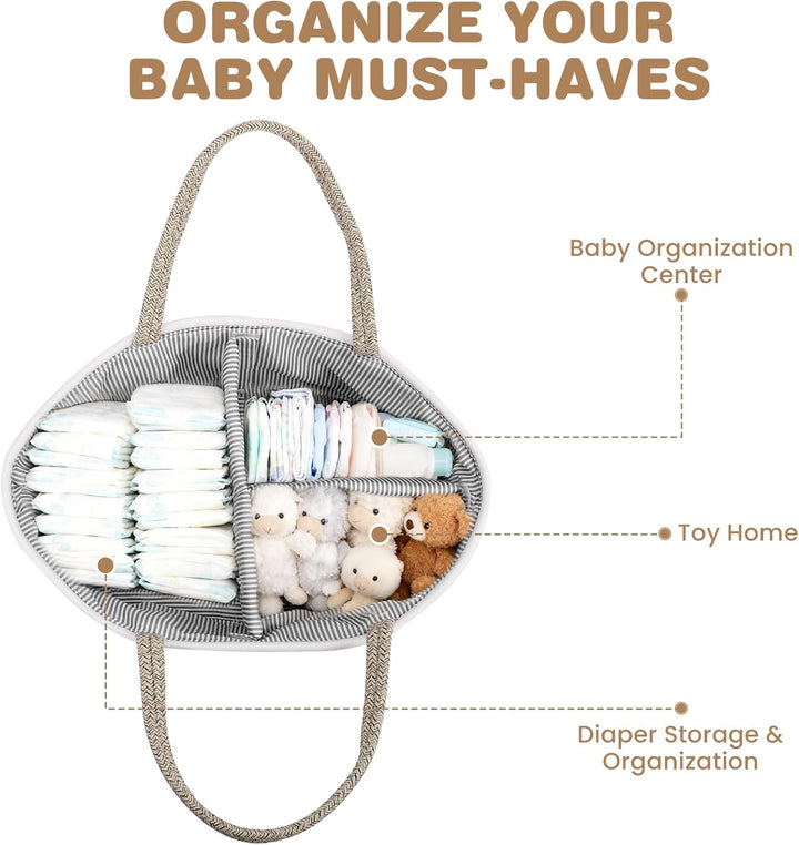 Zorplex Baby Windel Caddy Organizer, Wickeltisch Aufbewahrungskorb mit grossen Fächern und Griffen,