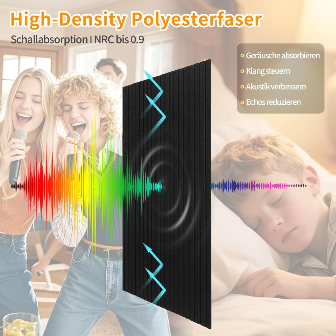 5.76㎡ Akustikpaneele 120x60 cm 8er Selbstklebend Akustikplatten Schallschutzplatten für Homeoffice &