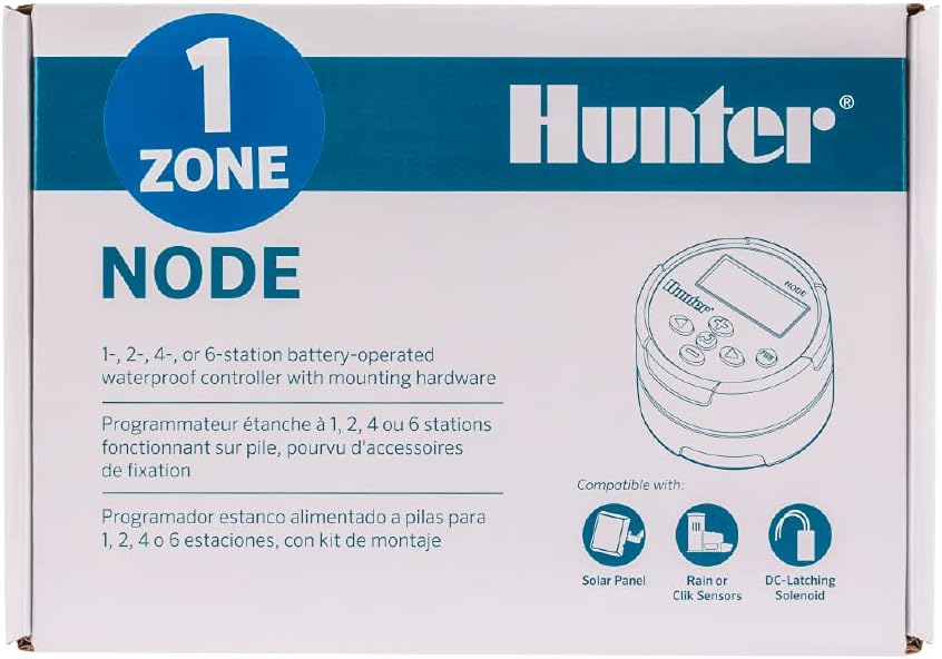 Hunter Industries NODE100 NODE-100 Sprinkler Batteriesteuerung mit Magnetspule, klein, blau, Mit Mag