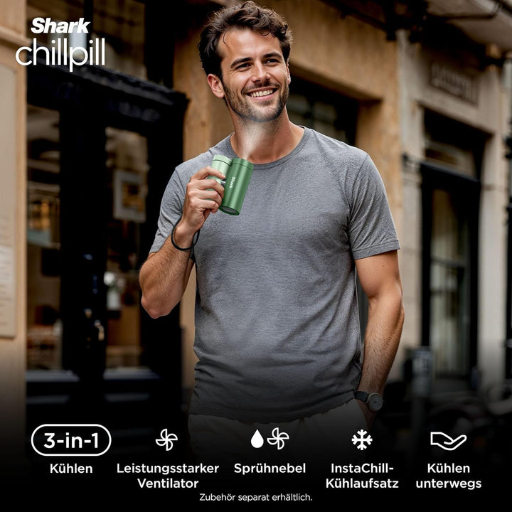 Shark ChillPill 3-in-1-Hochgeschwindigkeits-Handventilator-, Sprühnebel- und InstaChill-System, mit