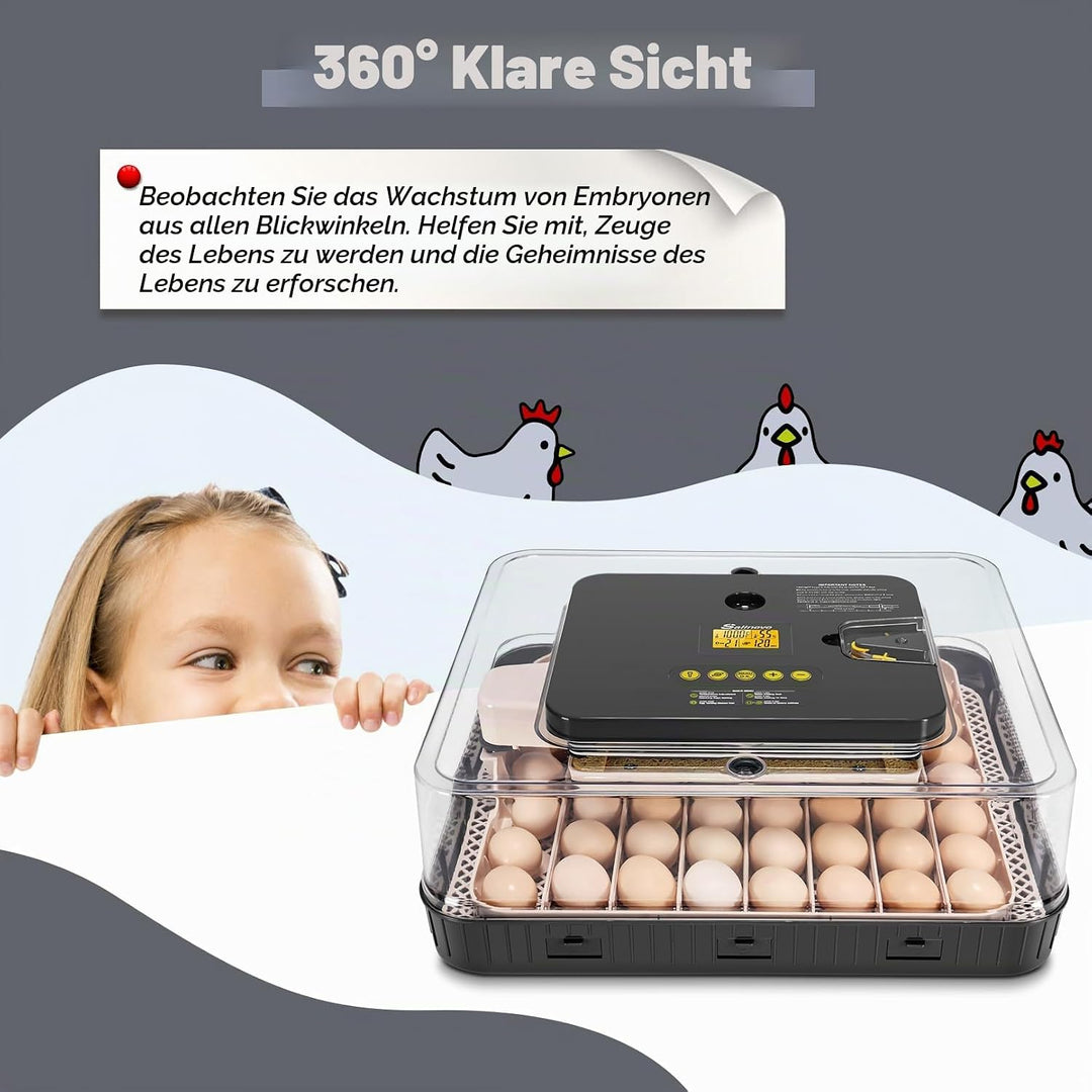 Sailnovo Brutautomat Vollautomatisch Eierinkubator , Brutmaschine für 56 Eier mit Automatischem Wend