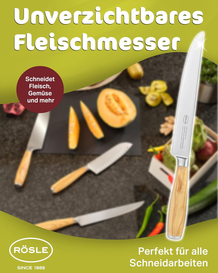 Rösle Fleischmesser Artesano, Hochwertiges Küchenmesser zum Schneiden aller Arten von Fleisch, Tranc