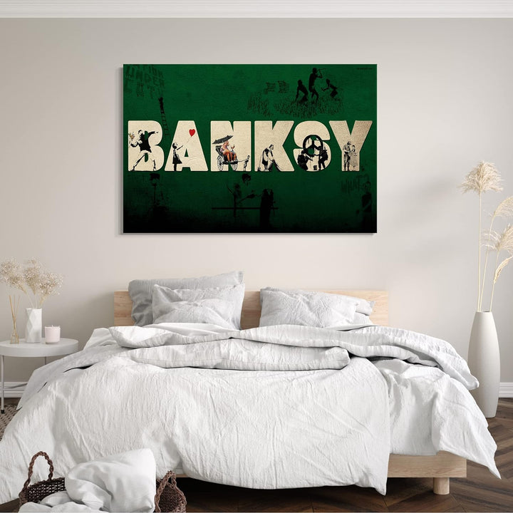 Leinwand (80x60cm): Banksy - Kollage Balloon Girl Rat Blumenstrauss Putzfrau Rik 80x60 cm, 80x60 cm