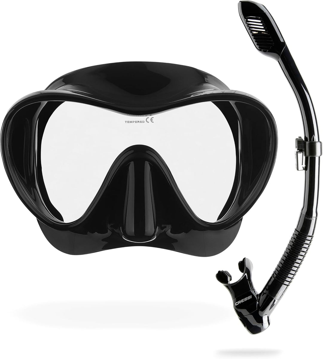 Cressi F1 - Rahmenlose Maske oder Rahmenlose Maske + Schnorchel Dry Combo Set zum Tauchen und Schnor